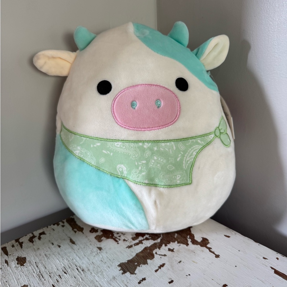 Squishmallows 11" Inch Belana the Blue Cow w/ Green Bandana NEW WITH TAGS
